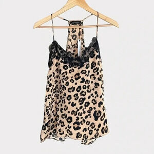 NWT Olivaceous Animal Print Lace Camisole Top Size Large